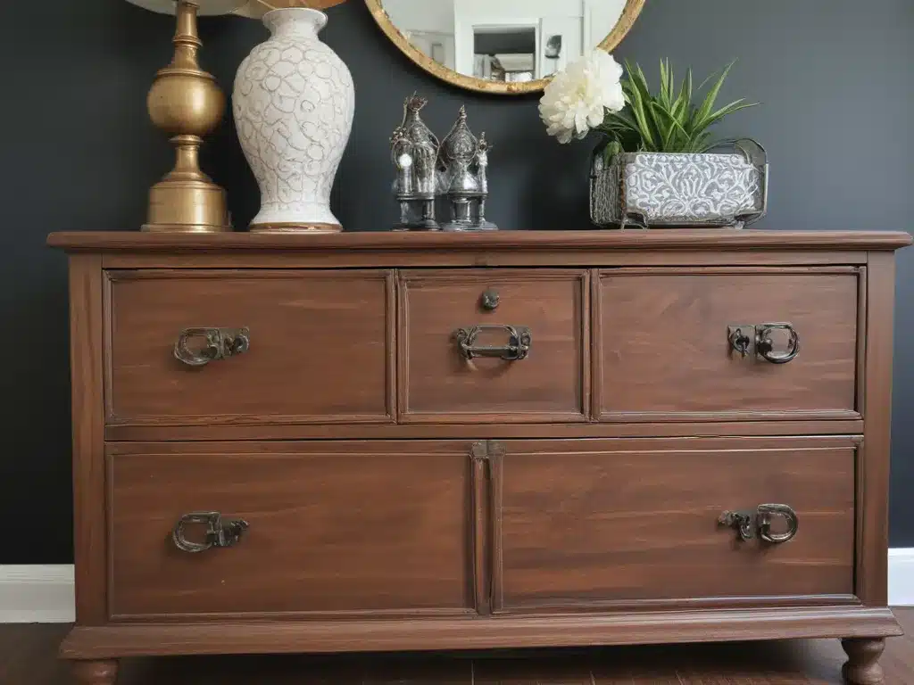 Add Bold Hardware to Dated Dresser Drawers