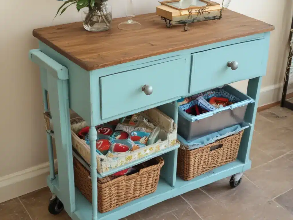 Add Storage with a Rolling Cart from an Old Dresser