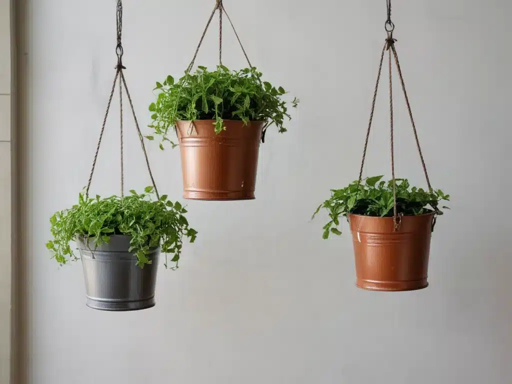 Create Industrial Hanging Planters from Metal Buckets