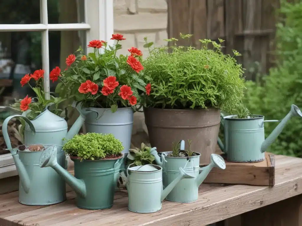 Garden Style Decor With Watering Cans, Planters and Terrariums