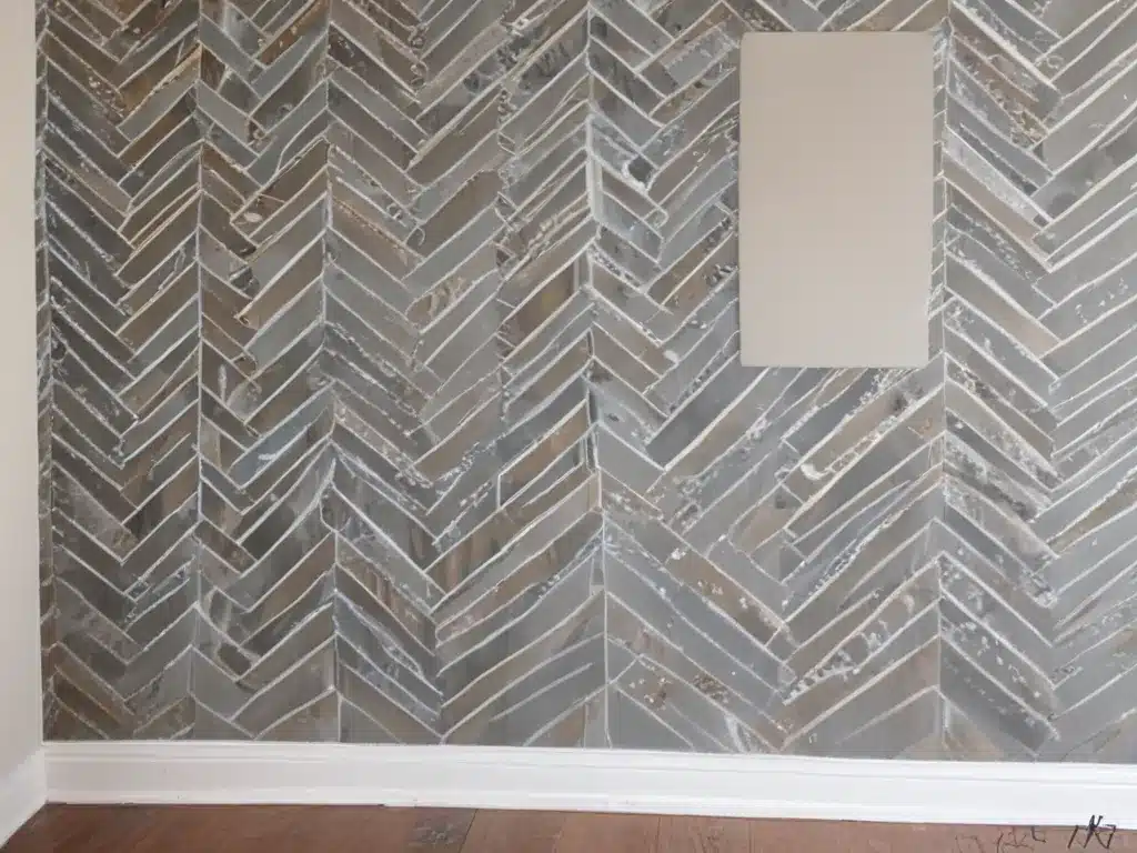 Paint and Stencil a Herringbone Pattern Accent Wall