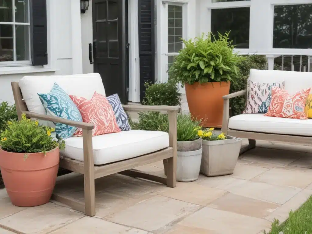 Refresh Outdoor Spaces With Colorful Planters and Pillows