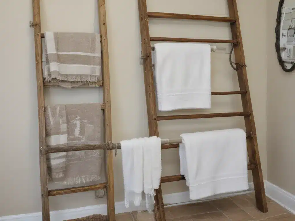 Repurpose Ladders into Rustic Towel Racks