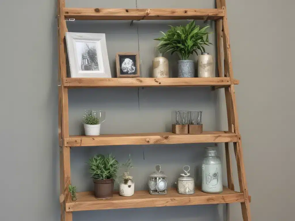 Upcycle Ladders into Rustic Display Shelving